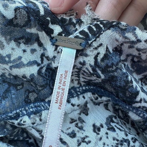 Free People Midnight Blue, White & Gray Patterned Mini Dress w Waist Tie - Small - Picture 16 of 16